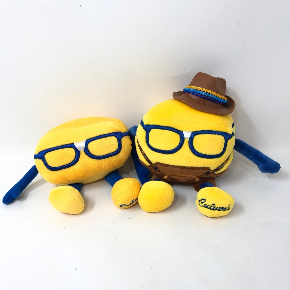 Culver's Plush Set Curdis & Kurdis Von Cheese Yellow Blue Glasses Oktoberfest
